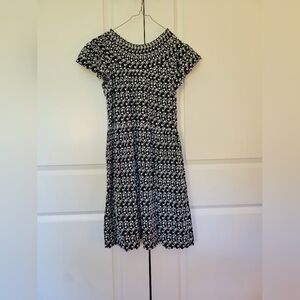 Loft Black & White Eyelet Dress